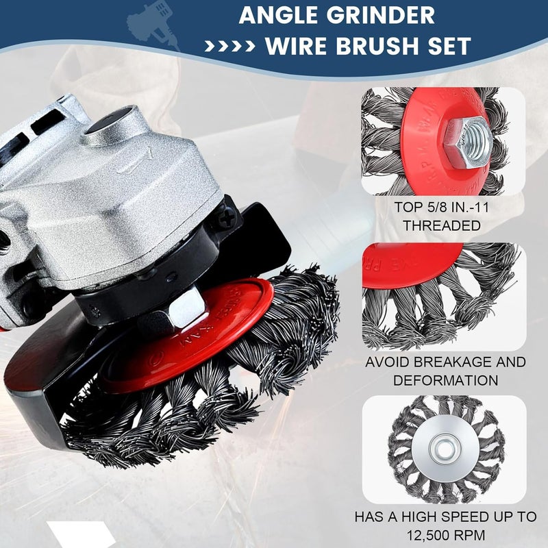 tchrules 7pcs Wire Wheel for 4 1/2 Angle Grinder Wire Wheel Brush Cup Set with Threaded Arbor, Angle Grinder Wire Wheel for Rust, Corrosion, Paint Removal - Image 4